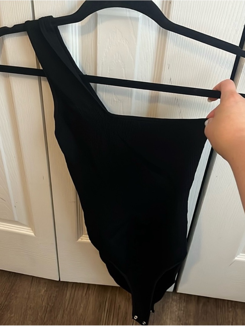 Zara Black One-Shoulder Ribbed Bodysuit - Picture 2 of 3